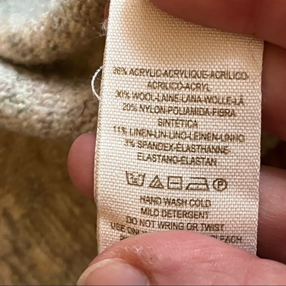 Free People Oatmeal Wool Blend Mock Neck Cable Knit Sweater - Picture 8 of 8